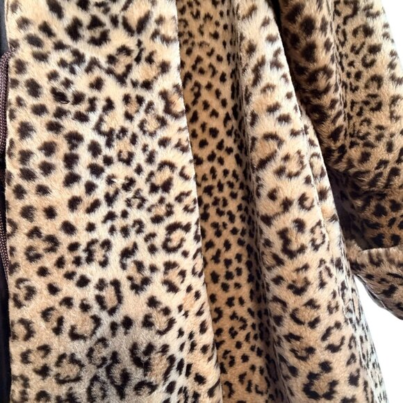 Vintage Marvin Richards Leopard Cheetah Faux Fur Swing Coat Oversized XS USA - Picture 8 of 15